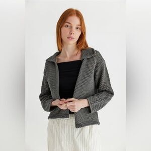 Knit Collared Open Cardigan